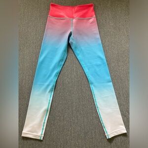 ZYIA Firecracker Ombré Pink/Blue/White Light N Tight 7/8 Leggings Size 2